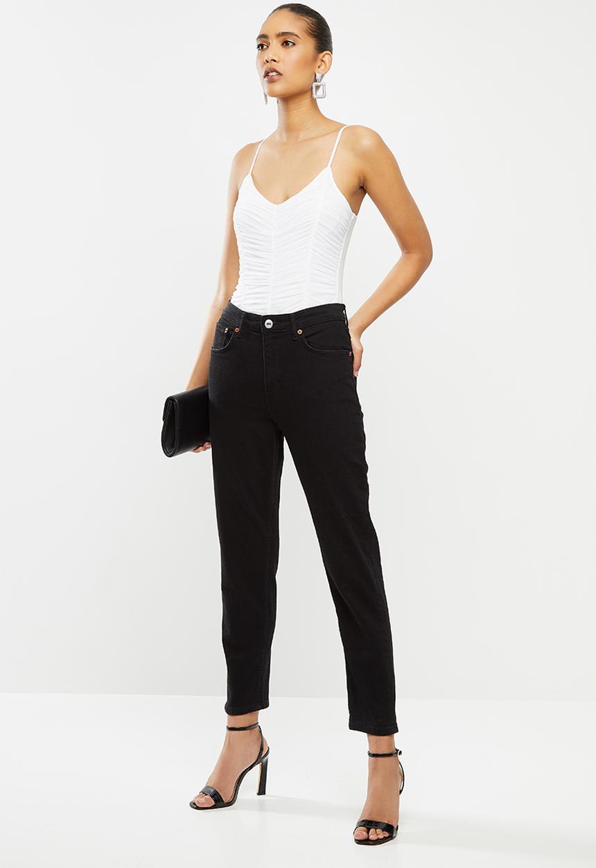 VELVET - Gauged mesh strappy combo bodysuit - white