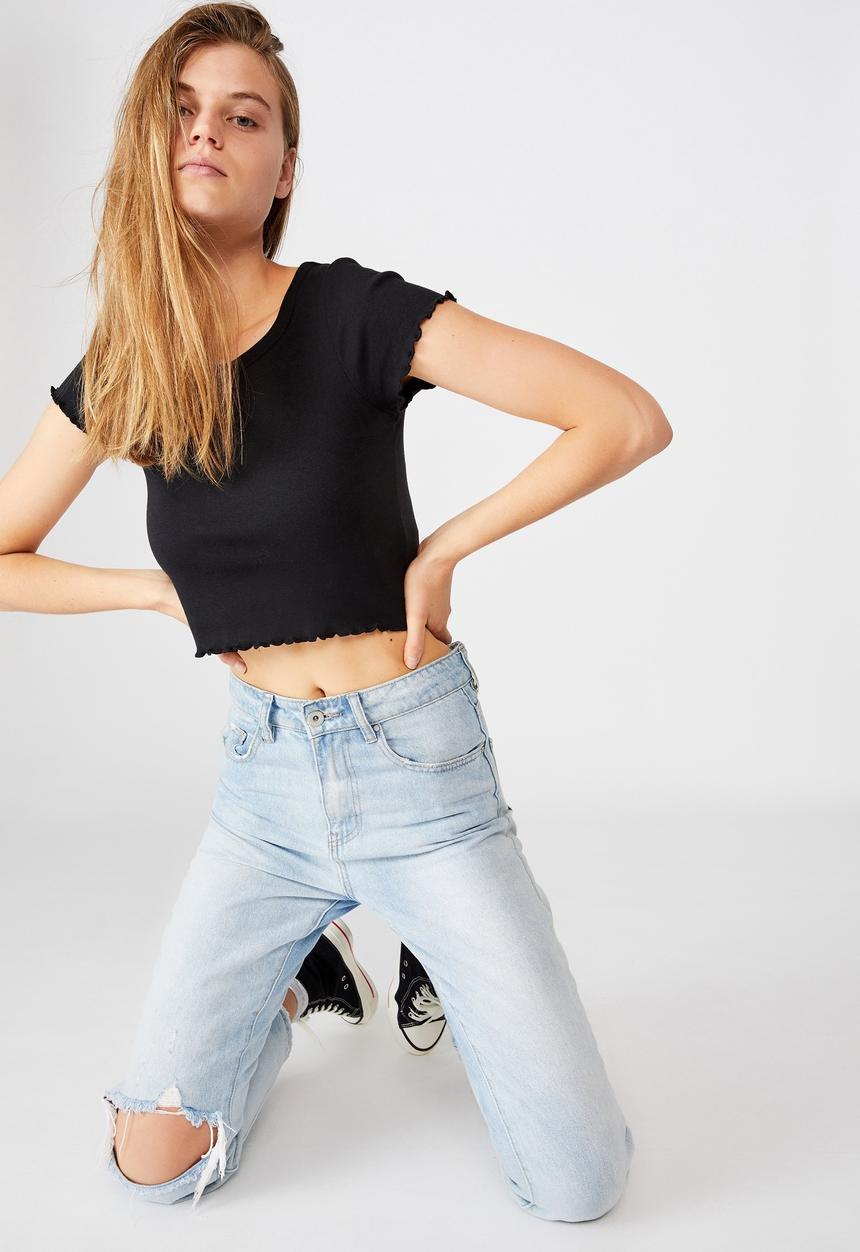 Cotton On - Turnback short sleeve top - black