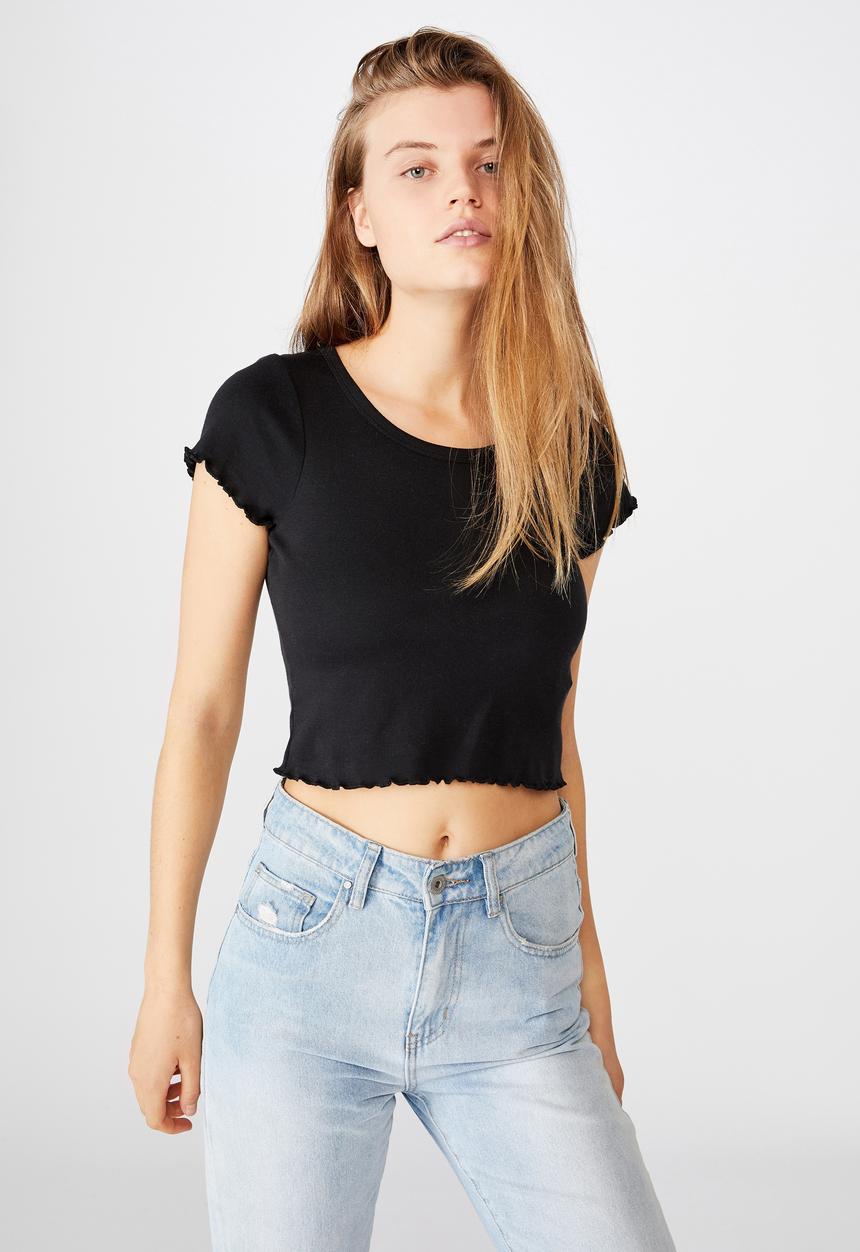 Cotton On - Turnback short sleeve top - black