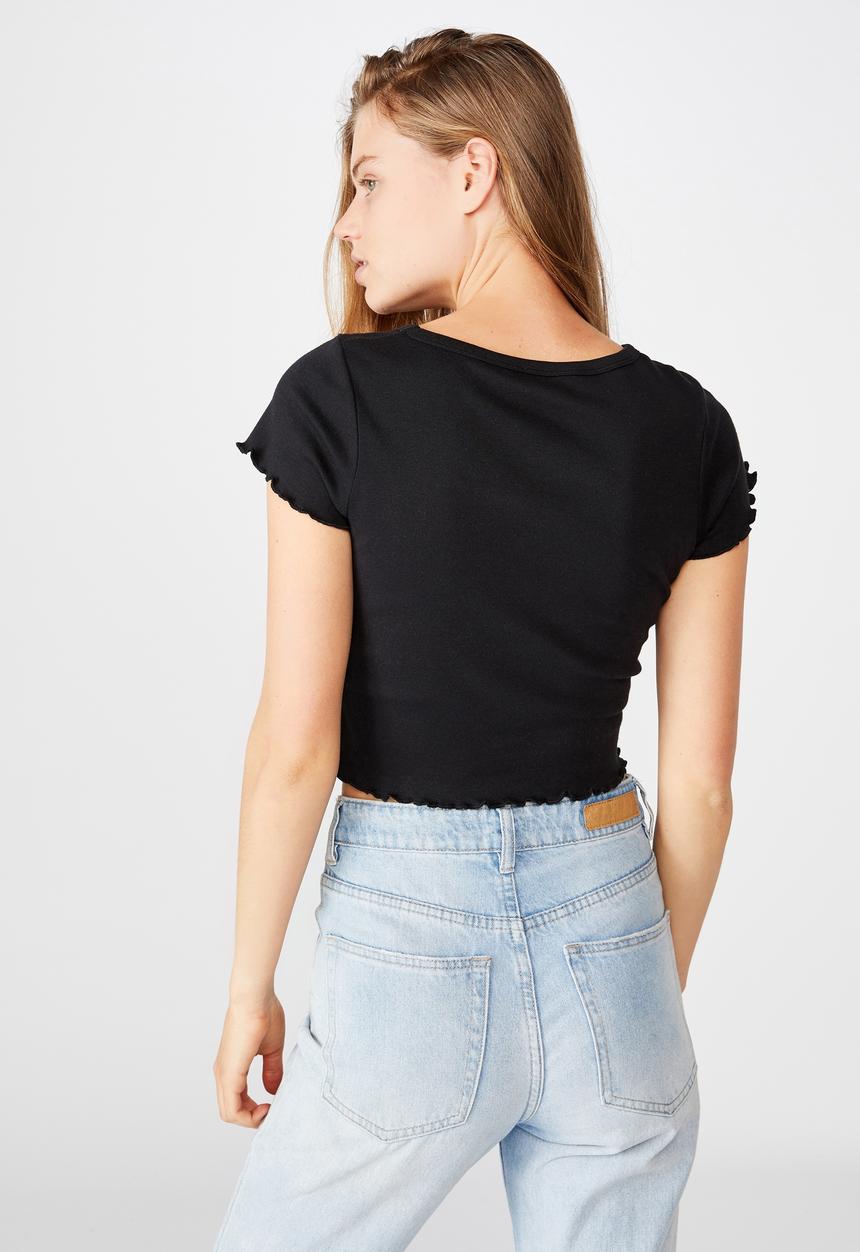 Cotton On - Turnback short sleeve top - black