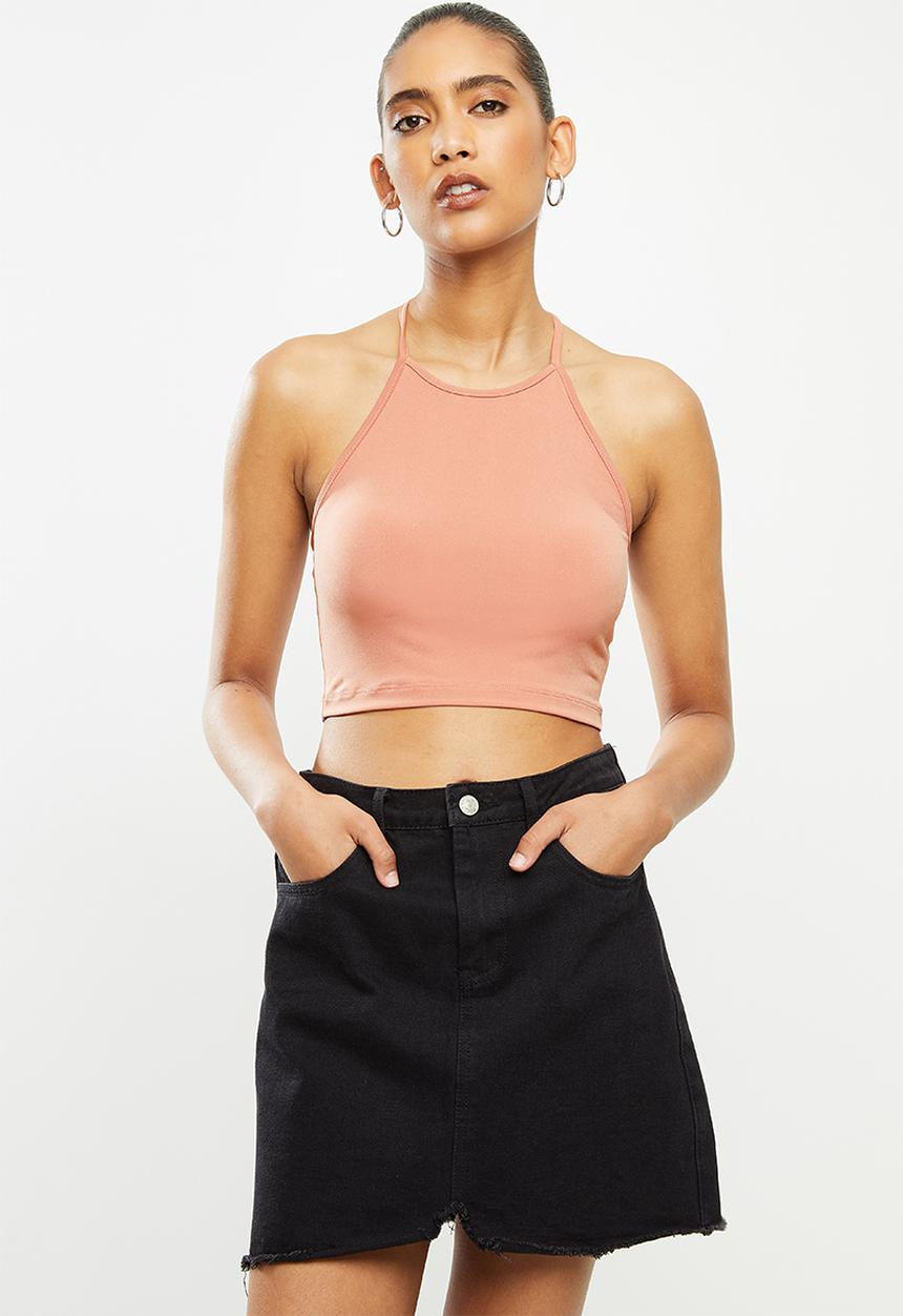 Blake - Halter crop top - dusty coral