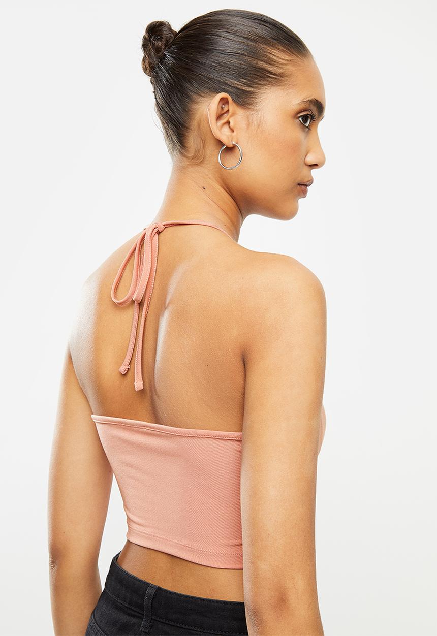 Blake - Halter crop top - dusty coral