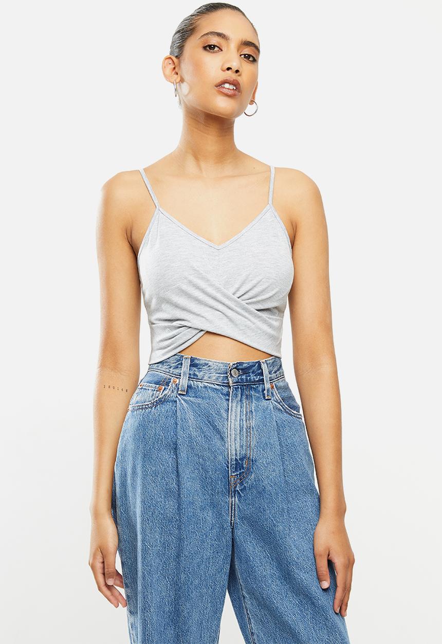 Blake - Cami knot front bralette - grey melange