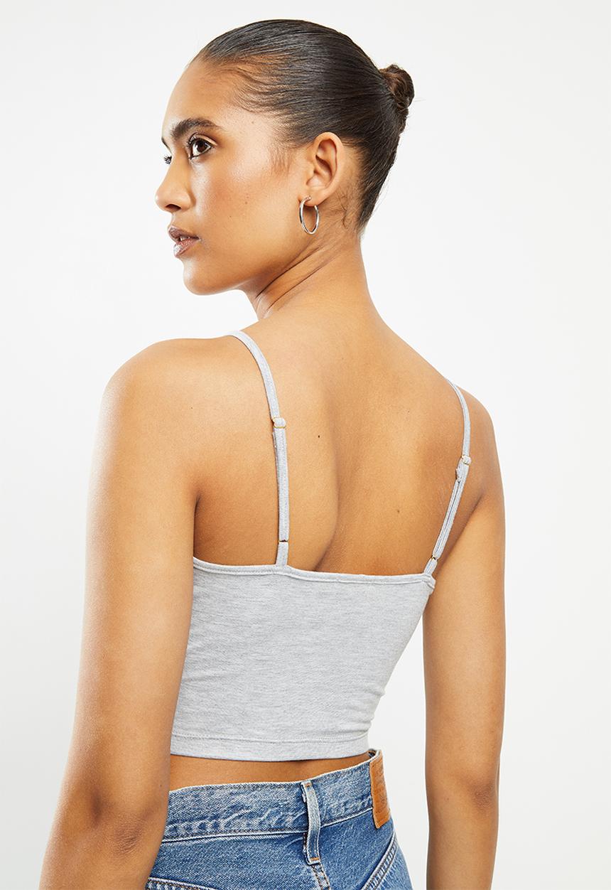 Blake - Cami knot front bralette - grey melange