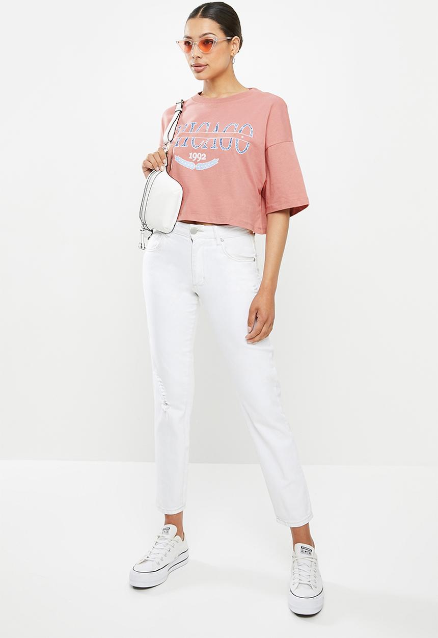 Cotton On - Chopped boyfriend tee - dark mauve