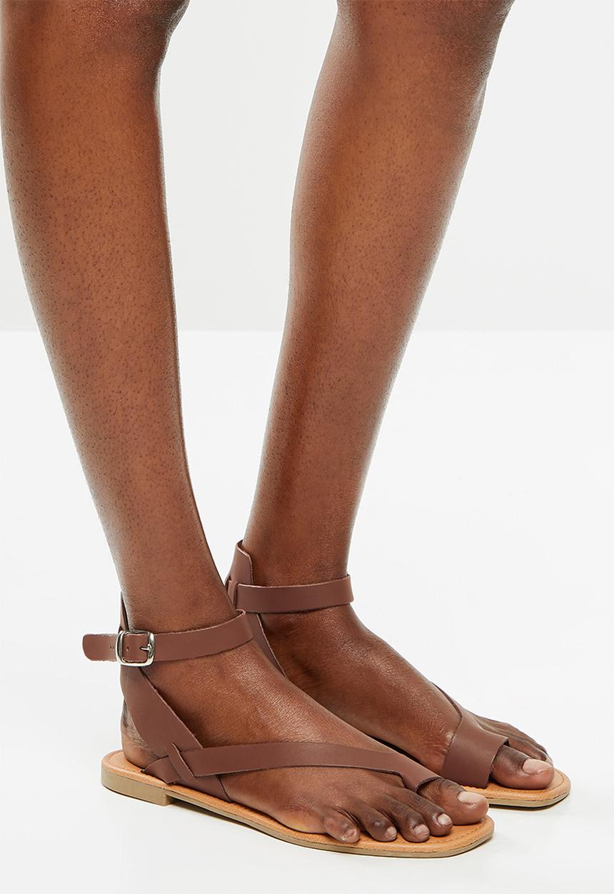 Superbalist - Siera leather ankle strap sandal - brown