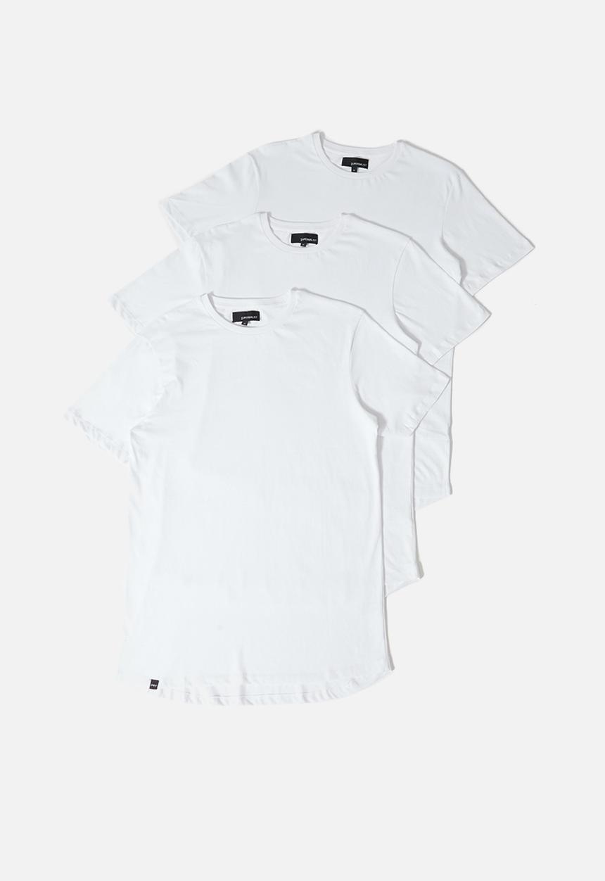 Superbalist - 3 pack Barney longline curved hem tee - white