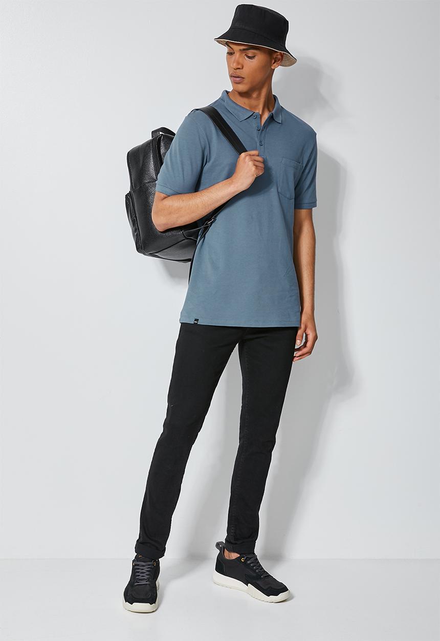 Superbalist - Luka slim pique pocket golfer - blue