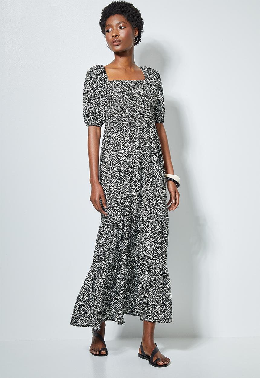 Superbalist - Squareneck puff sleeve maxi - black & white