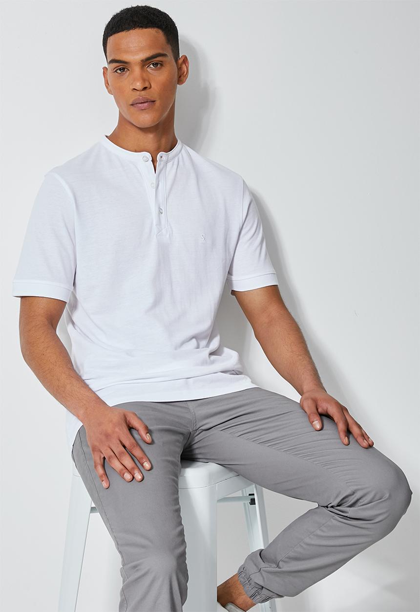 Superbalist - Siya slim pique mandarin golfer - white
