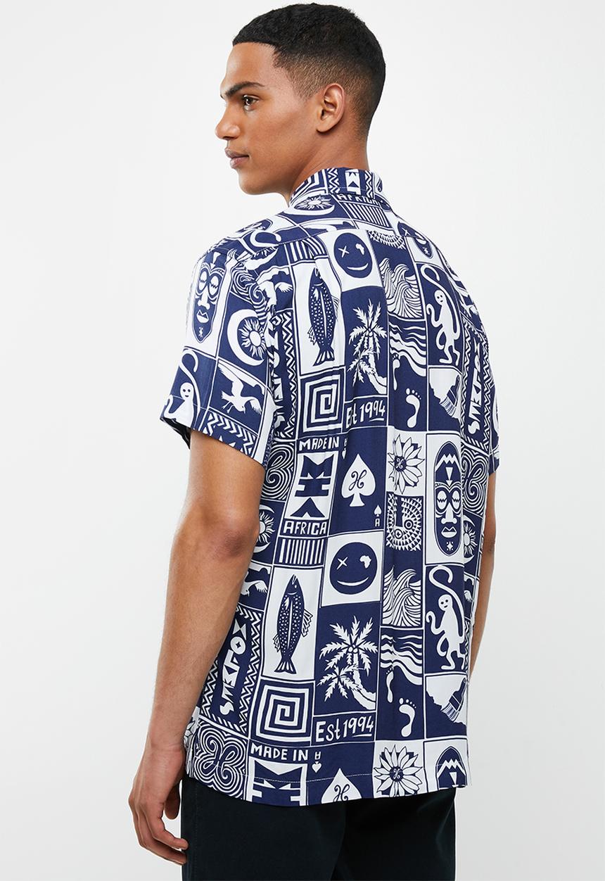 Holmes Bro's - Woodcut button up shirt - navy