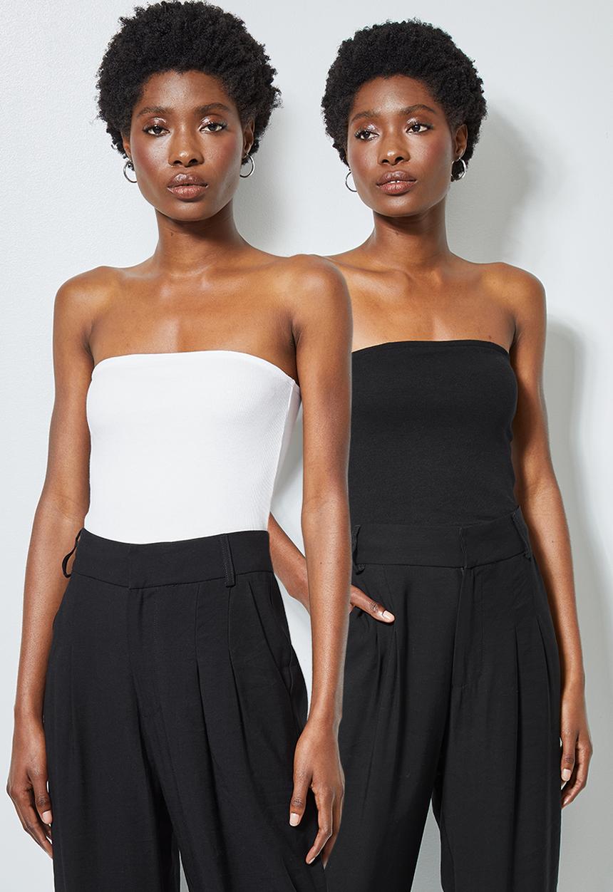 Superbalist - 2 Pack boobtube tops - black & white