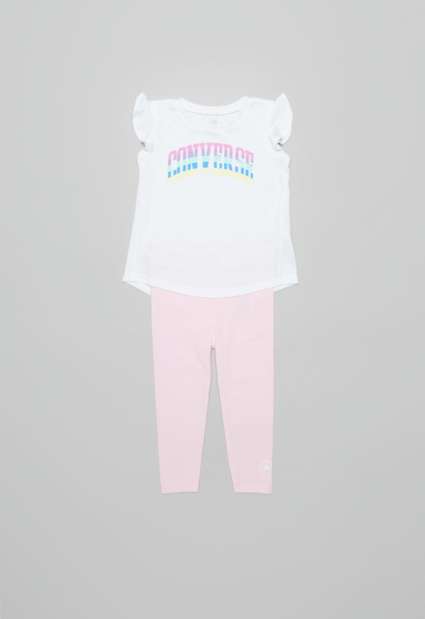 Converse - Cnvg girl flutter legging set - white & pink