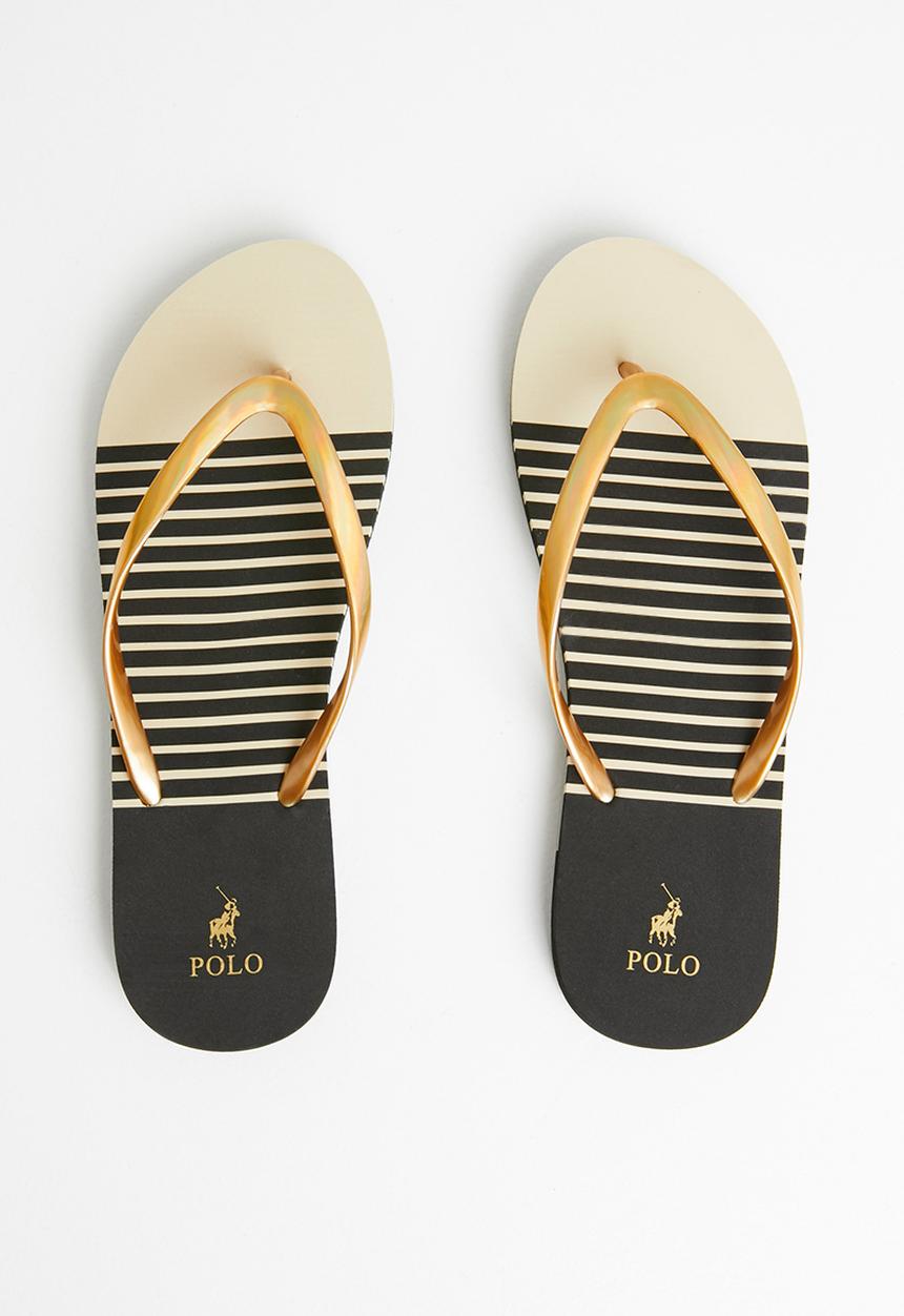 POLO - Audrey metallic stripe flip flop - gold & black 