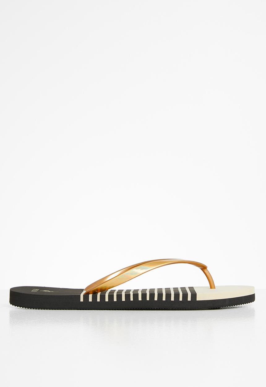 POLO - Audrey metallic stripe flip flop - gold & black 
