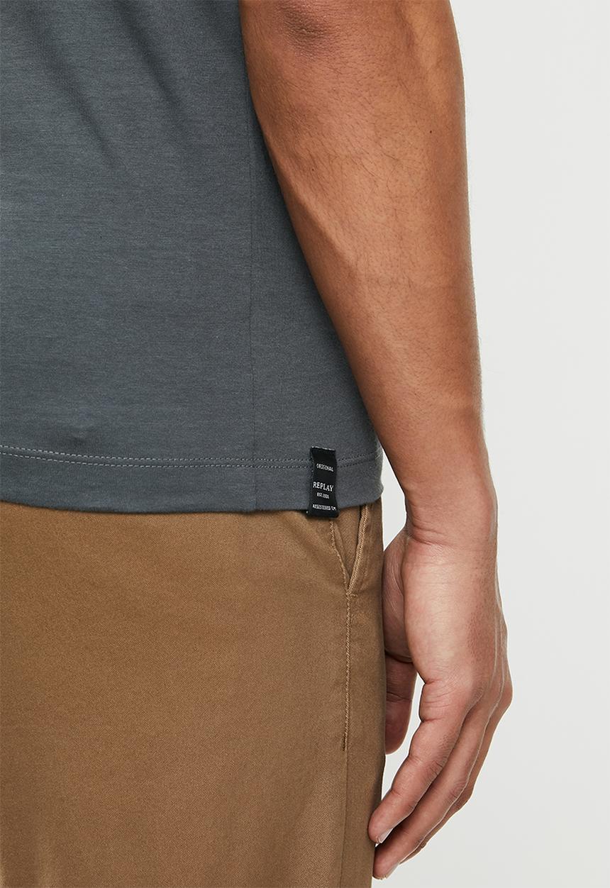 Replay - Basic jersey tee - grey & green