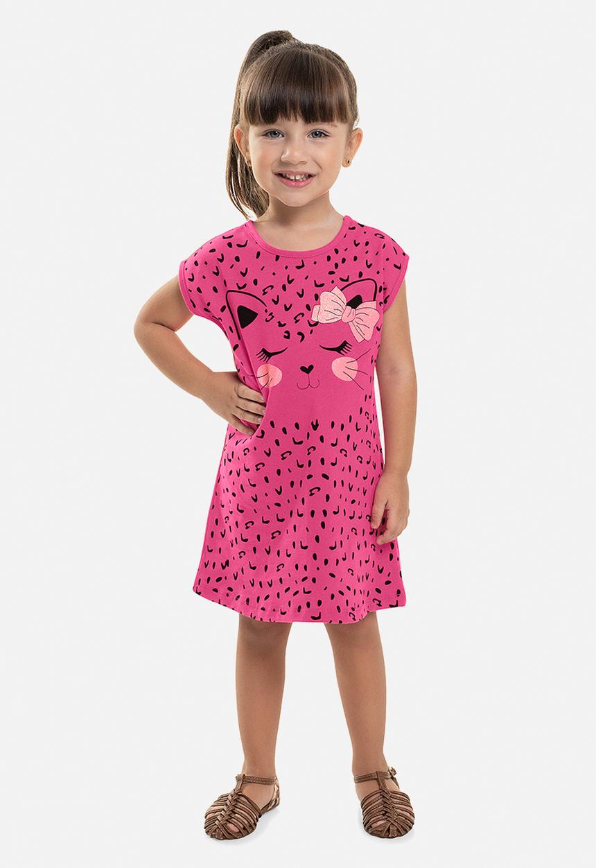 Bee Loop - Girls kitten dress - pink