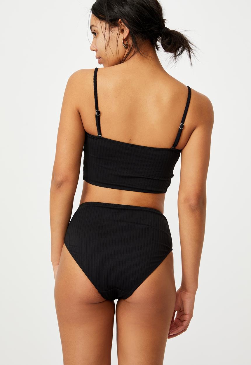 Cotton On - Longline bandeau bikini top - black
