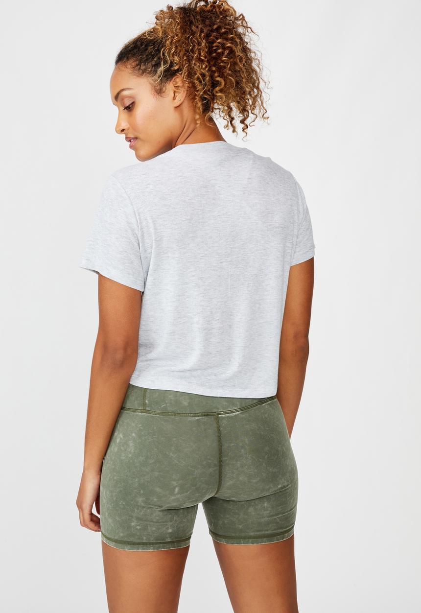 Cotton On - Tie up rib T- shirt - grey marle