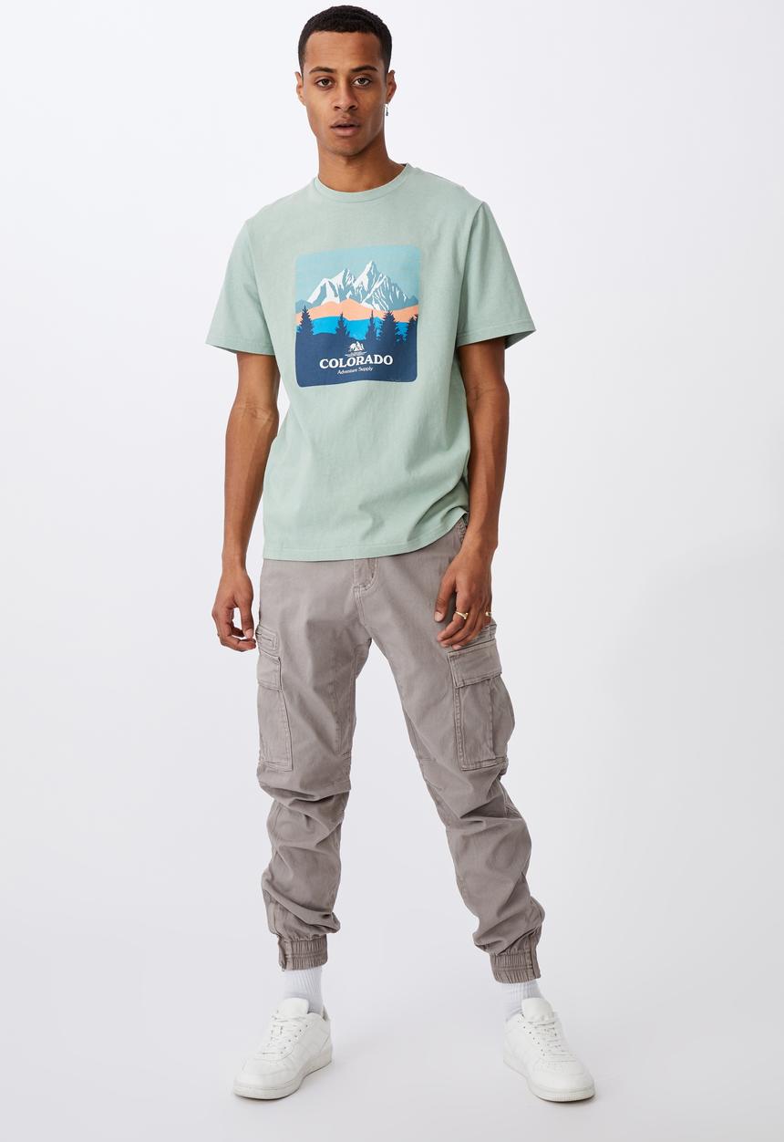 Cotton On - Colorado adventure supply tbar souvenir T-shirt - mist blue