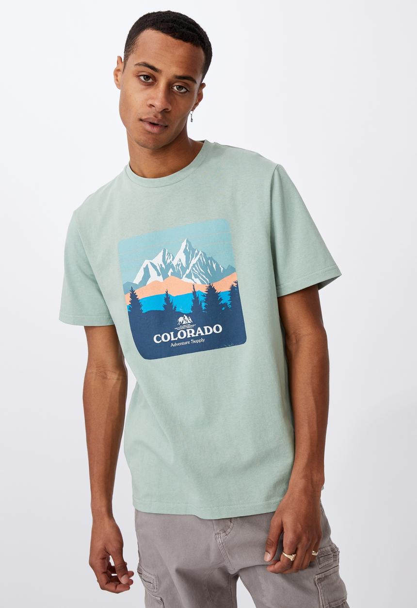 Cotton On - Colorado adventure supply tbar souvenir T-shirt - mist blue