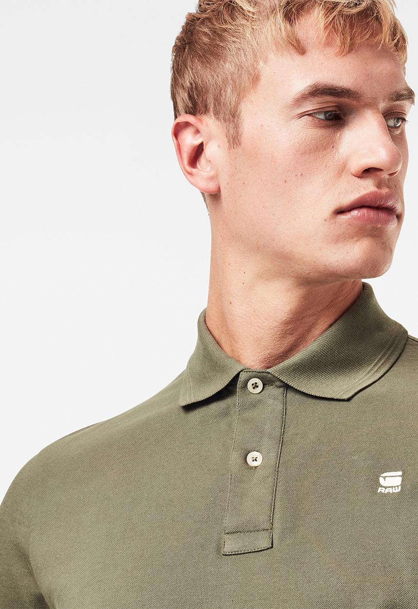 G-STAR - Core long sleeve polo - khaki green