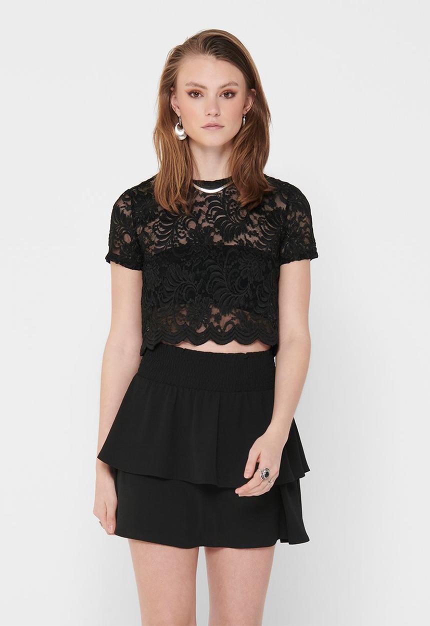 ONLY - Alba short sleeve top - black