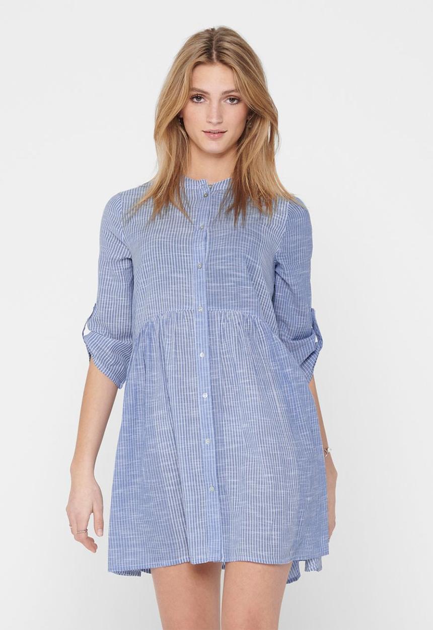 ONLY - Chicago life 2/4 stripe denim dress - blue & white 