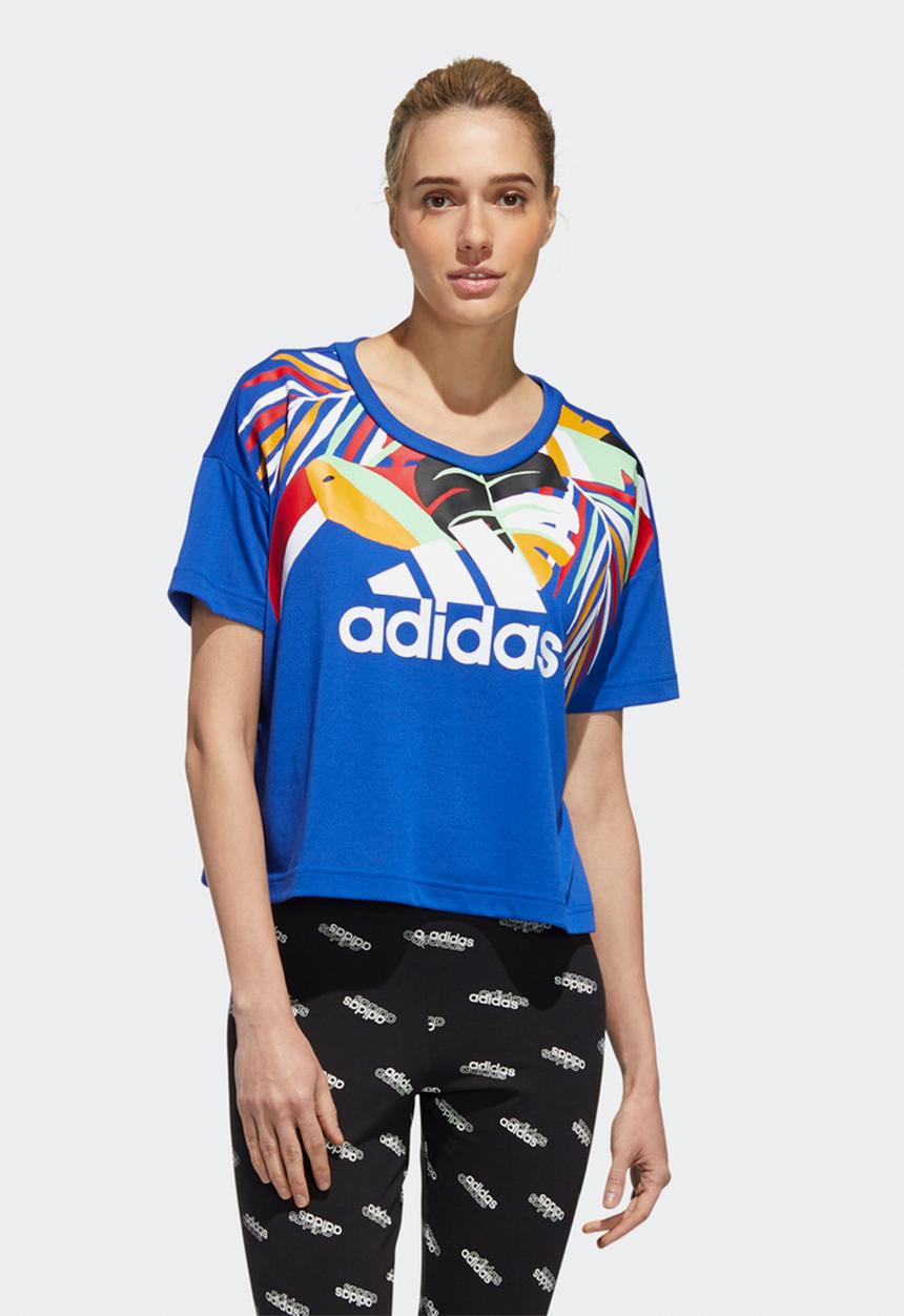 adidas Performance - Farm graphic tee - royal blue & white