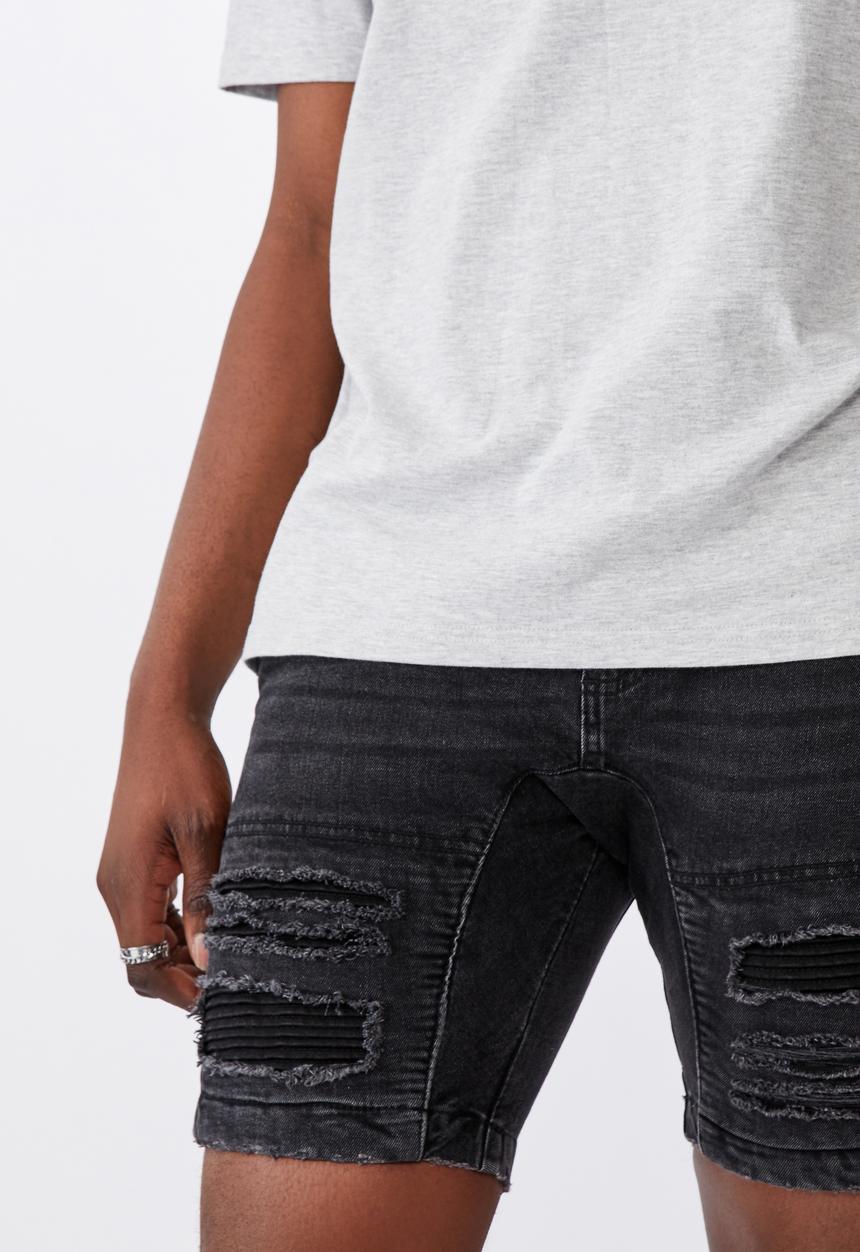 Factorie - Semi moto denim short - washed black