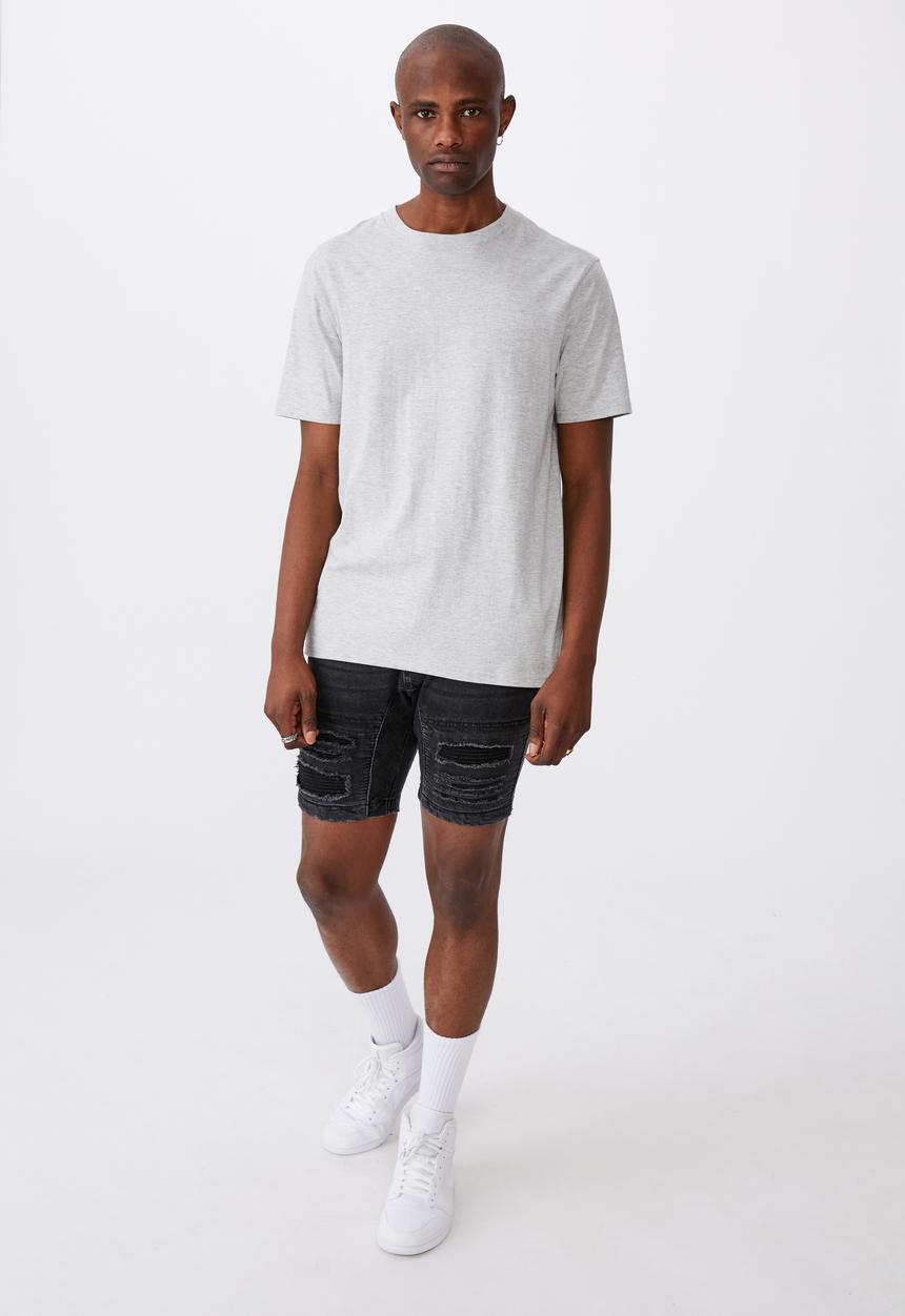 Factorie - Semi moto denim short - washed black