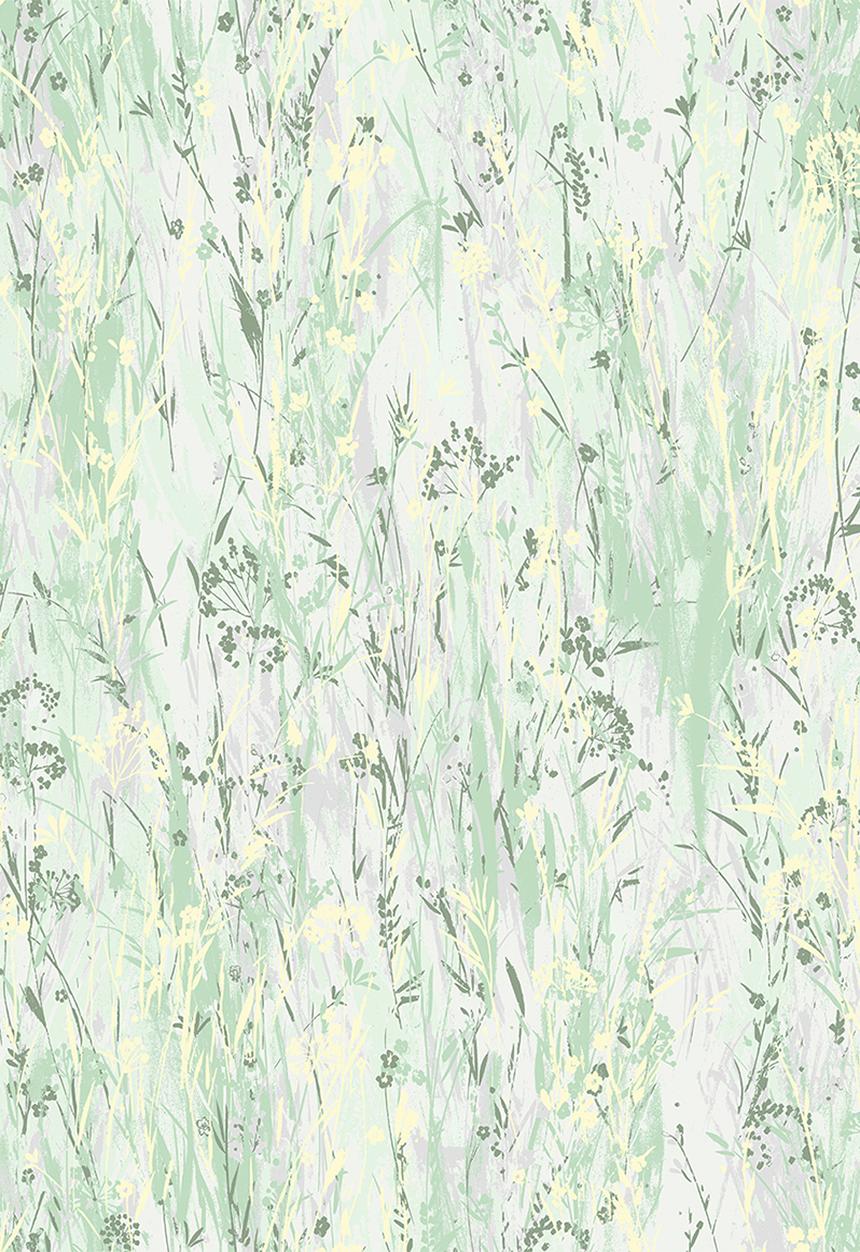 Sixth Floor - Muted blossom printed vinyl wallpaper - blue & white