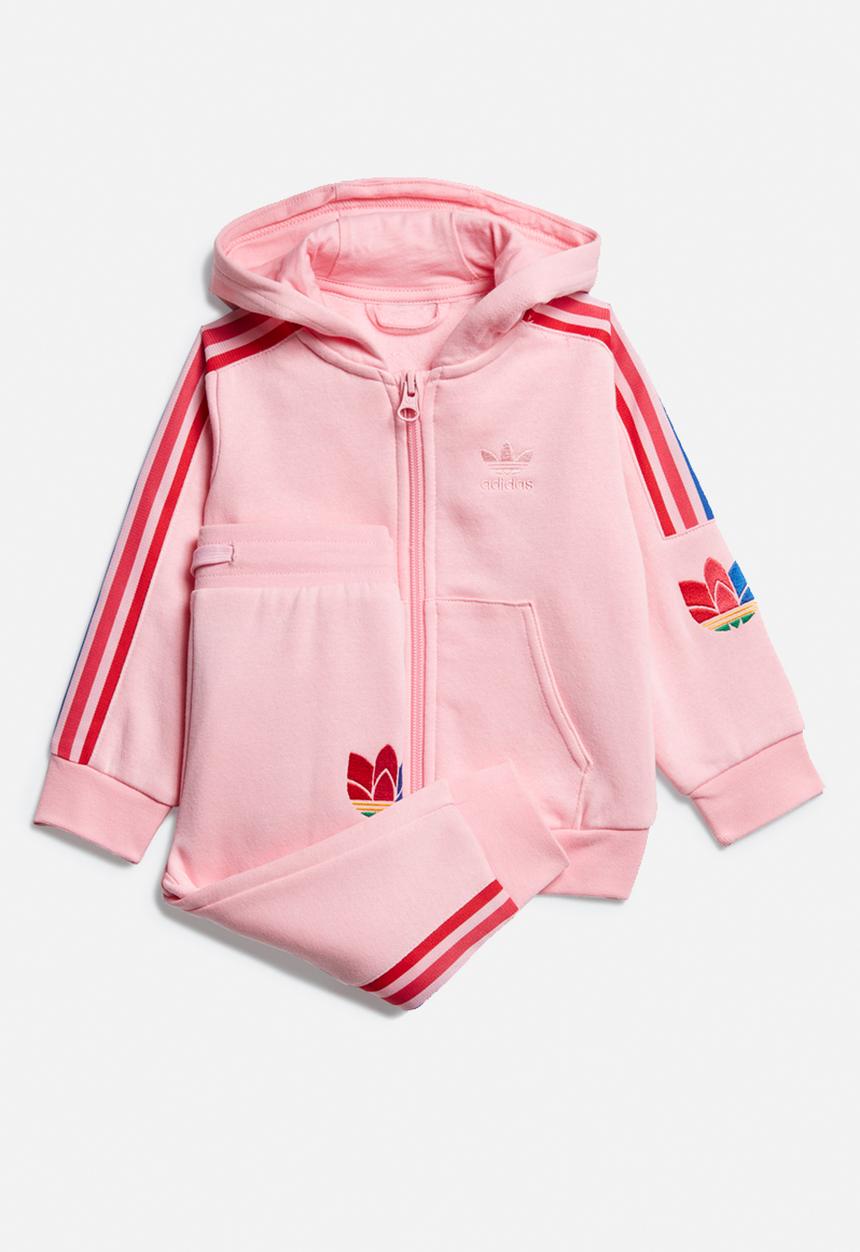 adidas Originals - 3D trefoil hoodie set - light pink