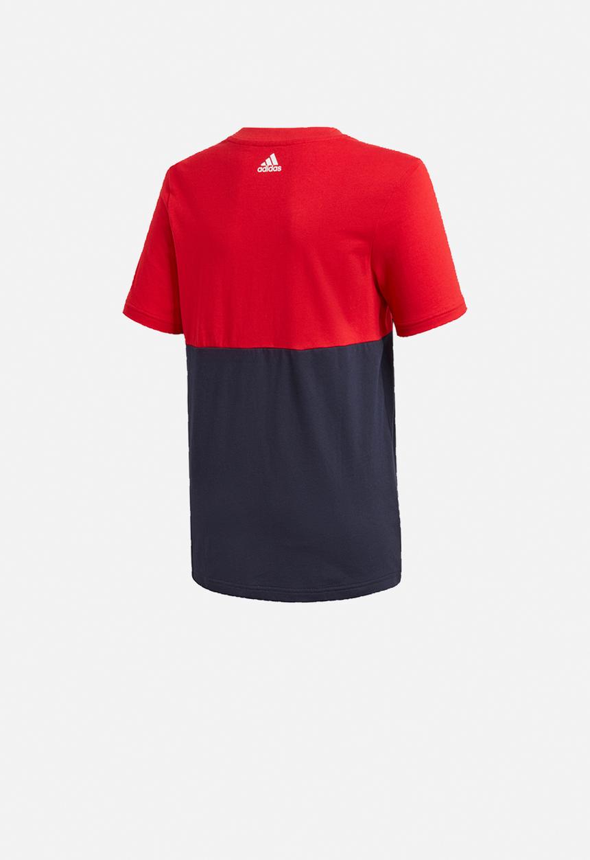 adidas Originals - Boys linear colourblock tee - red & navy 