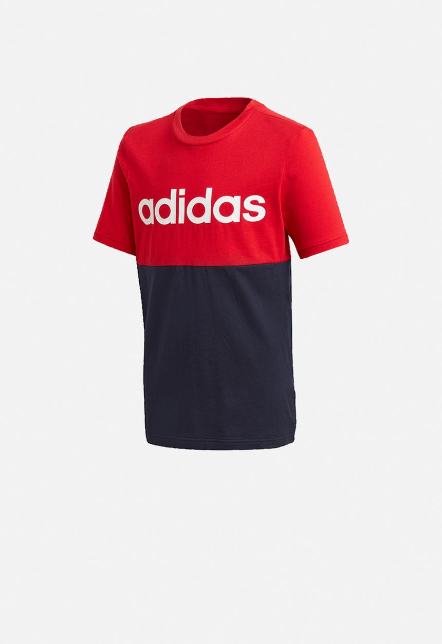 adidas Originals - Boys linear colourblock tee - red & navy 