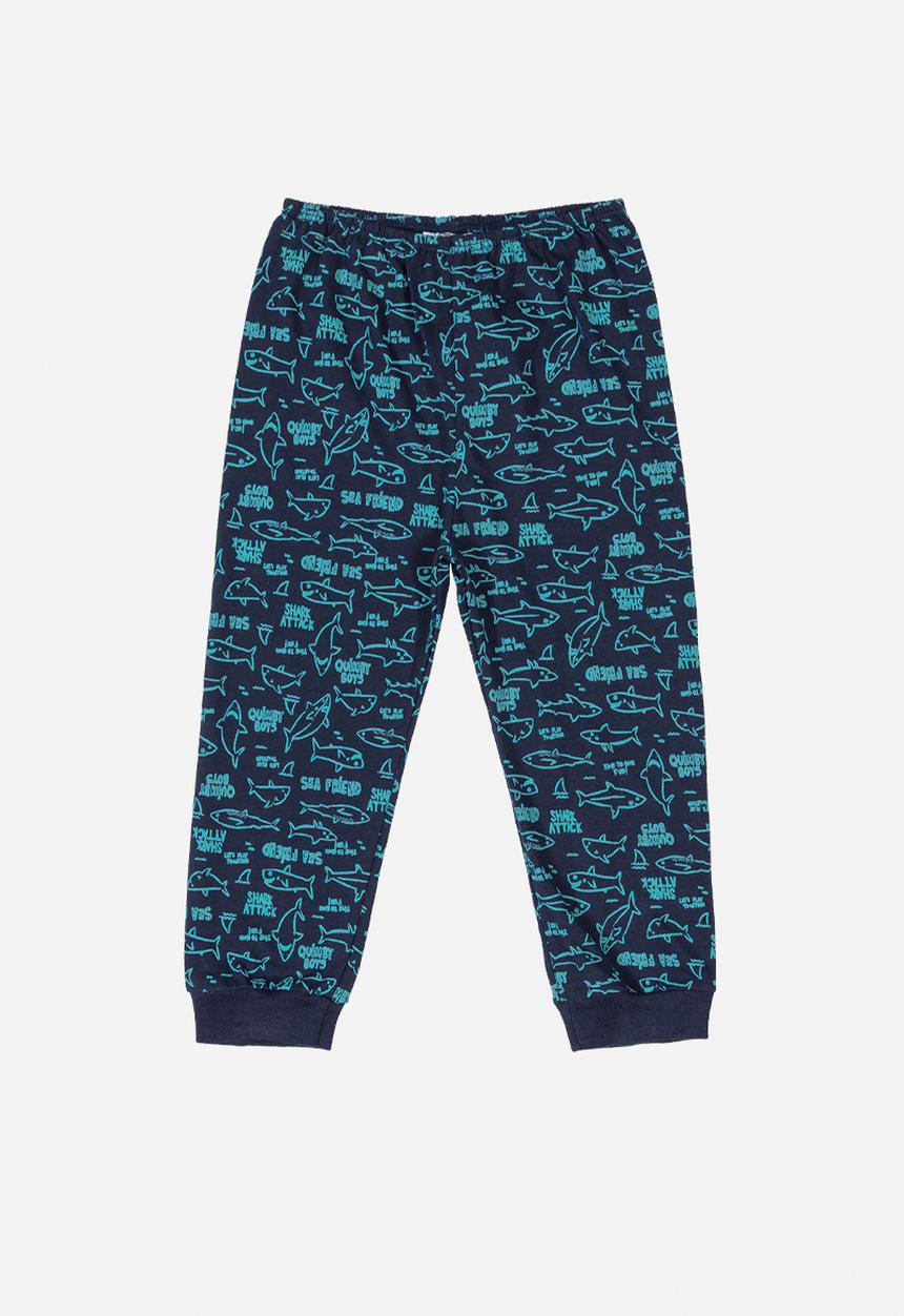 Quimby - Boys printed single jersey pants - navy