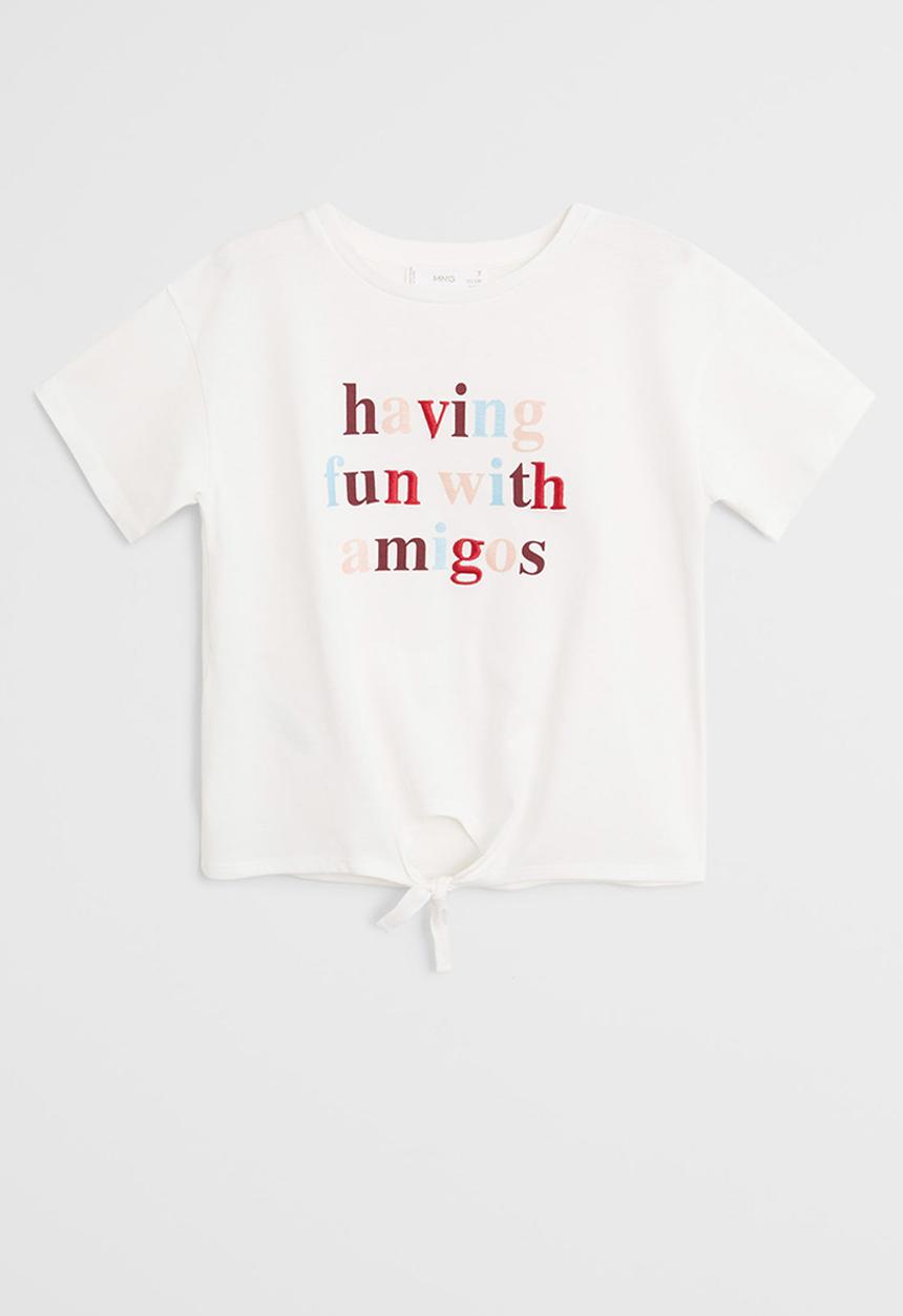 MANGO - Amigo tie front short sleeve tee - natural
