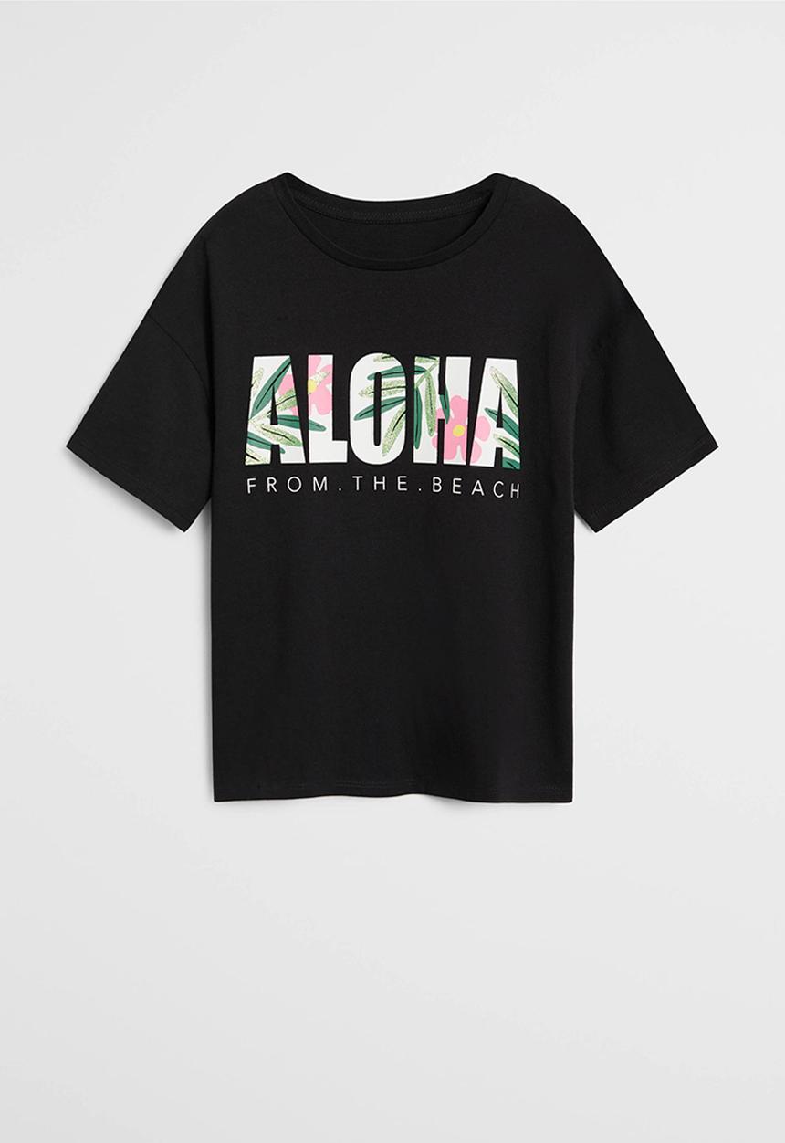 MANGO - Surf short sleeve tee - black