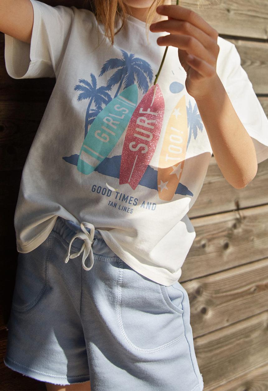 MANGO - Surf short sleeve tee - natural
