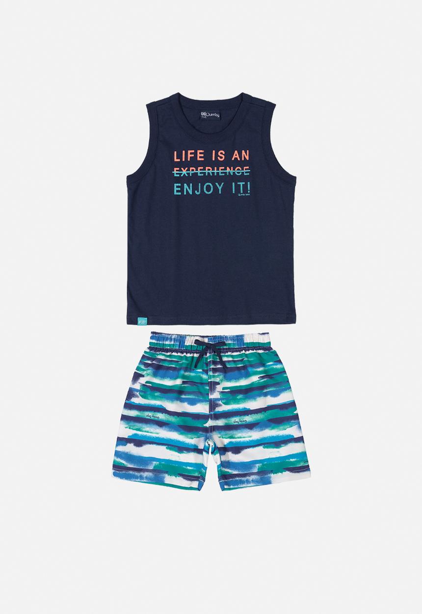 Quimby - Boys tank top & microfibre shorts set - navy