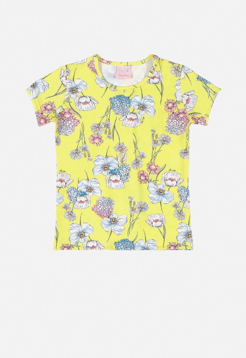Quimby - Girls floral tee - light yellow