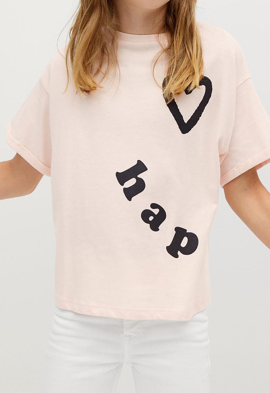 MANGO - Happy short sleeve tee - pastel pink