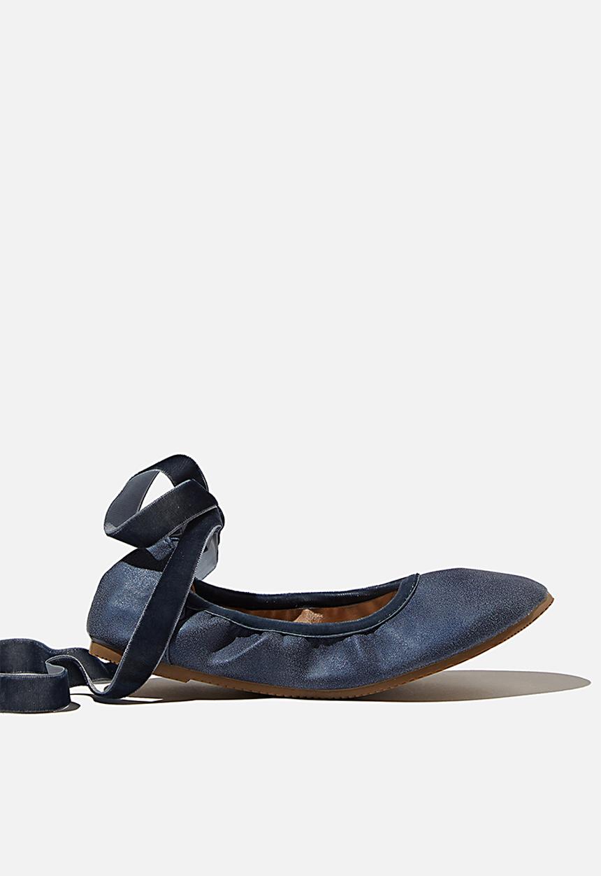 Cotton On - Primo ballet flat - navy velvet ribbon