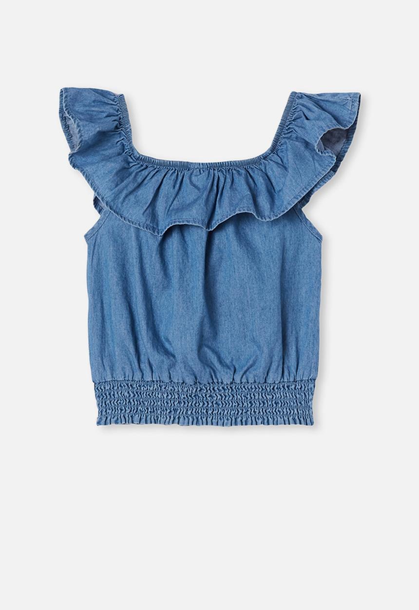 Cotton On - Gemima sleeveless ruffle top - blue
