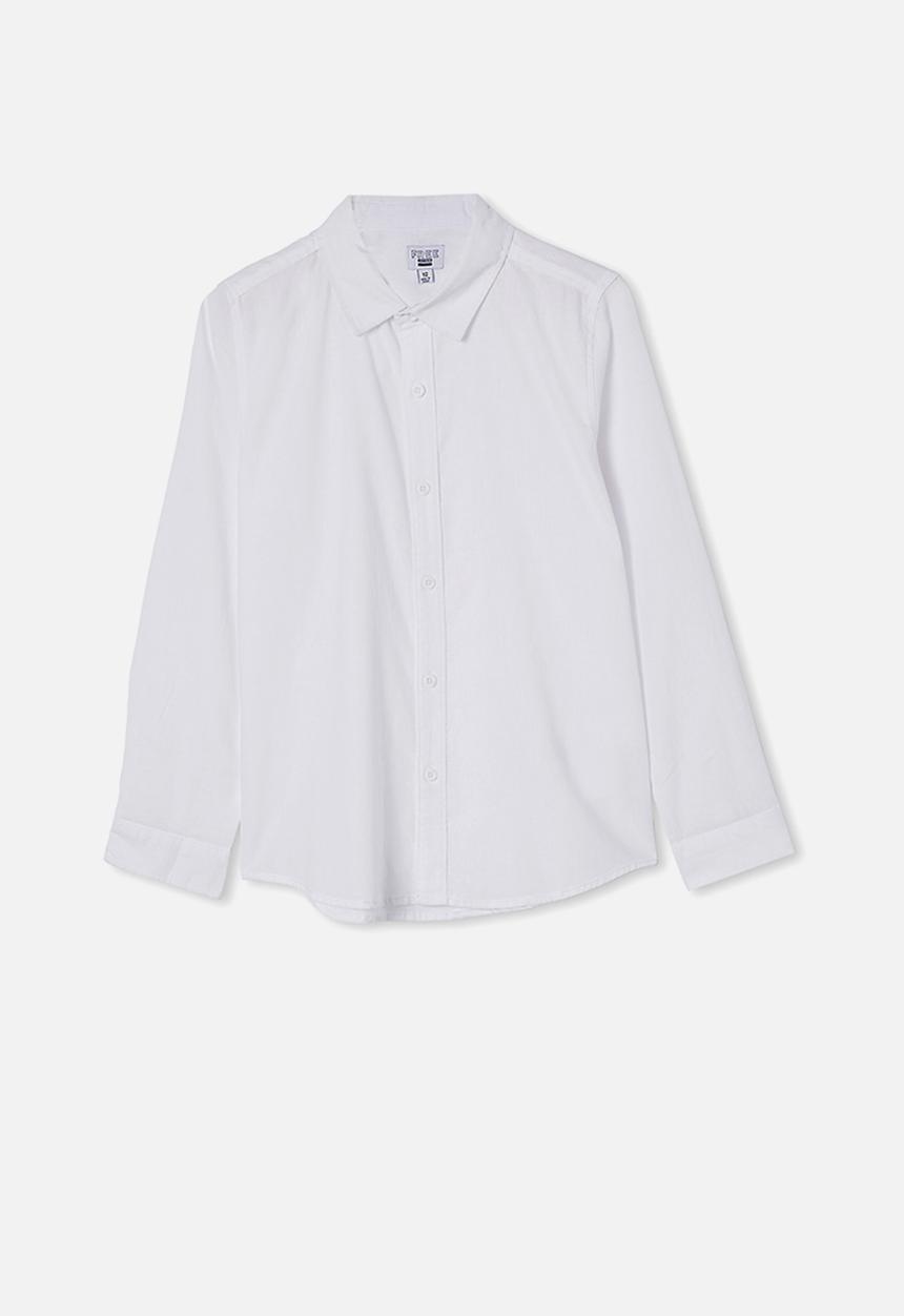 Free by Cotton On - Free boys harper long sleeve shirt - white