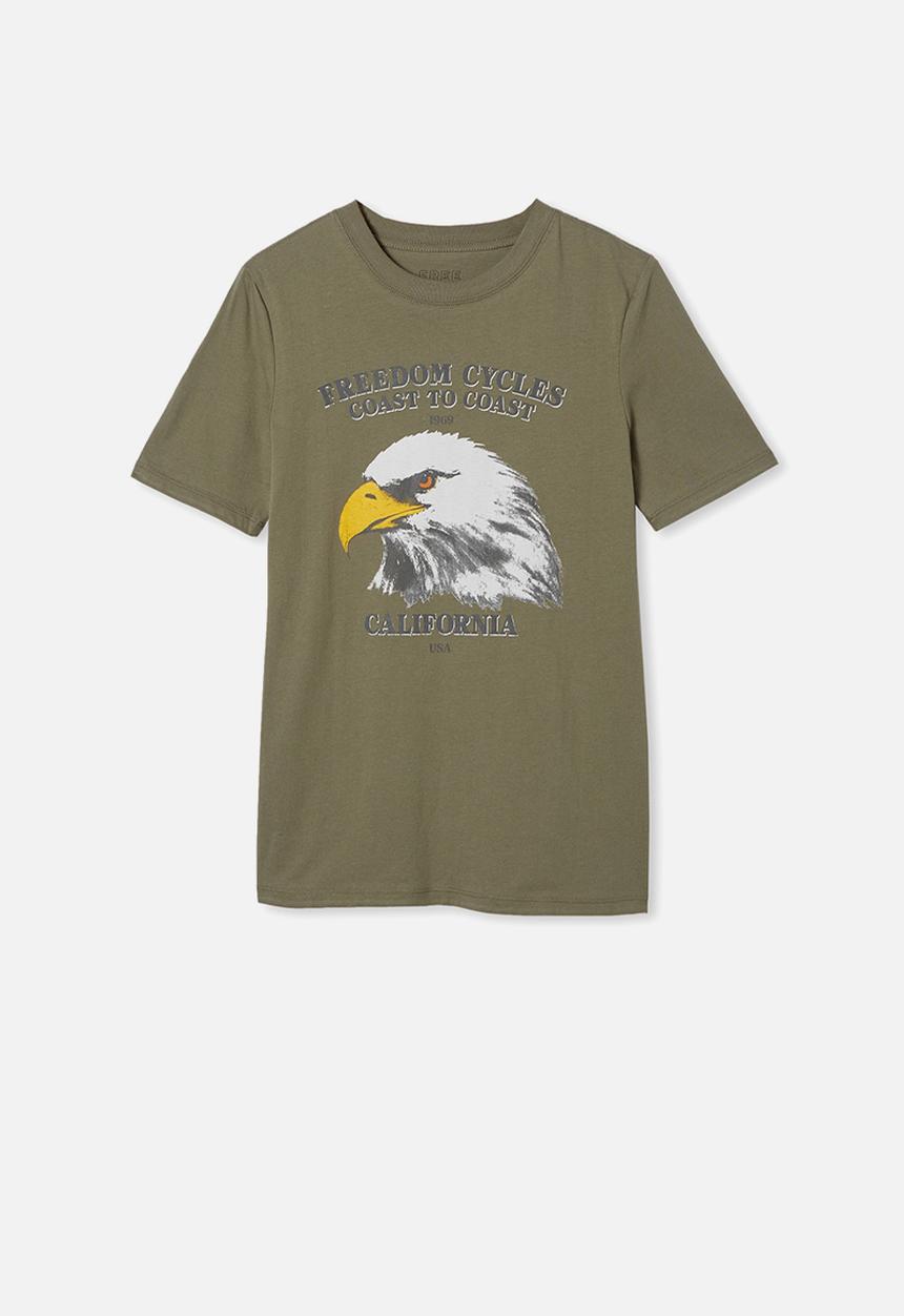 Free by Cotton On - Free boys skater short sleeve tee - khaki 