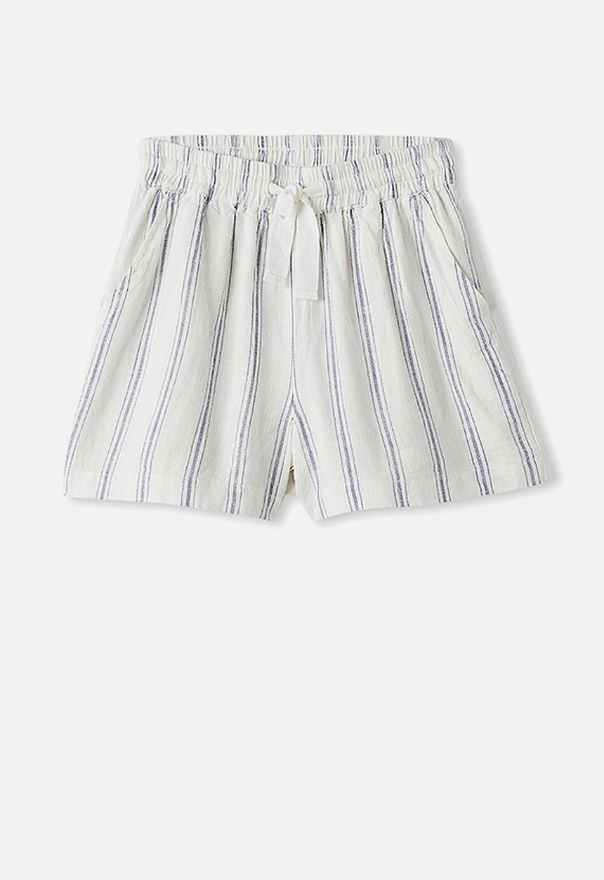 Free by Cotton On - Chelsea woven short - white & blue 