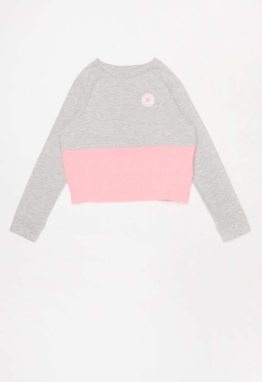 Converse - Converse  blocked long sleeve top - lunar rock heather