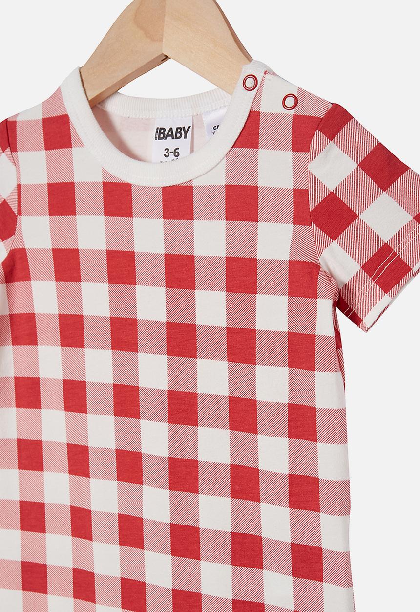 Cotton On - The short sleeve romper - red & white 