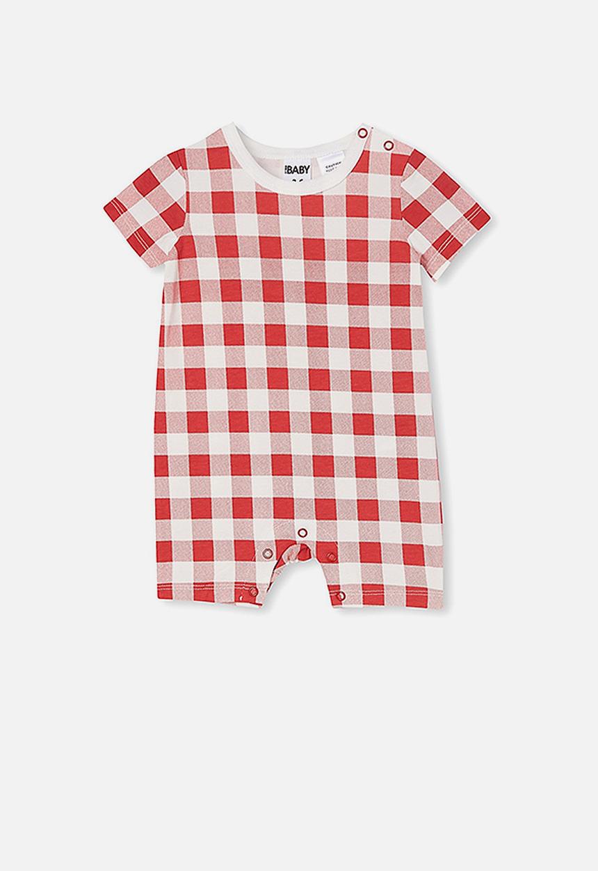 Cotton On - The short sleeve romper - red & white 